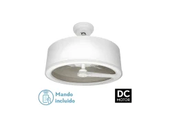 Ventilador Dc Tatiana Blanco Gris Led Integrado 3temperaturas Mando Distancia