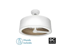 Ventilador Dc Tatiana Blanco Marron Led Integrado 3temperaturas Mando Distancia