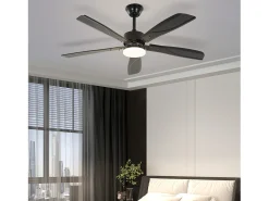 Ventilador de Techo NETTLIFE con Iluminación Silencioso Regulable LED 23W Negro Ventiladores de Techo de 125CM con Luz Temporizador de 6 Velocidades