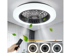 Ventilador de techo NETTLIFE con iluminación LED, silencioso, con control remoto, 40 W, regulable, 6 velocidades