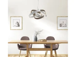 Vertigo - Lámpara colgante de hierro lacado blanco y gris tórtola con cable de acero orientable 1 luz 125 - Ø54 - BL156-1-BT