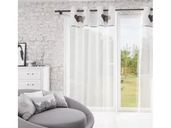 Visillo con ojales de algodón puro 130x250 cm LOVE gris