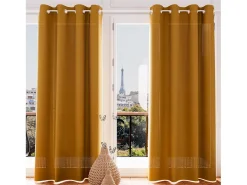 Visillo con ojales jacquard TERCIOPELO Ocre