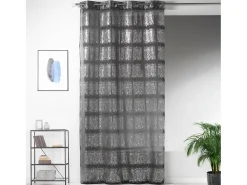 Visillo fantasía con estampados plateados