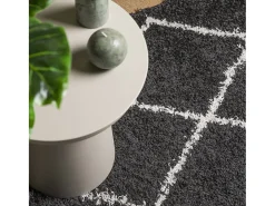 Vito Alfombra de pelo largo moderna PAMPLONA negro y crema 200x280cm