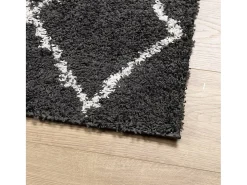 Vito Alfombra de pelo largo moderna PAMPLONA negro y crema 240x340cm