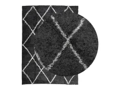 Vito Alfombra de pelo largo moderna PAMPLONA negro y crema 240x340cm