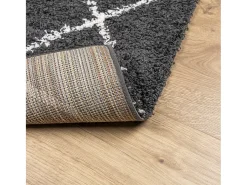 Vito Alfombra de pelo largo moderna PAMPLONA negro y crema 120x170cm