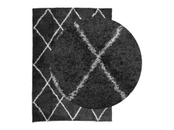 Vito Alfombra de pelo largo moderna PAMPLONA negro y crema 120x170cm