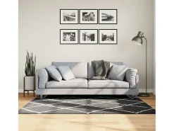 Vito Alfombra de pelo largo moderna PAMPLONA negro y crema 120x170cm