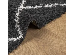 Vito Alfombra de pelo largo moderna PAMPLONA negro y crema 100x200cm
