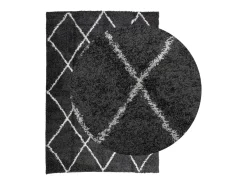 Vito Alfombra de pelo largo moderna PAMPLONA negro y crema 140x200cm