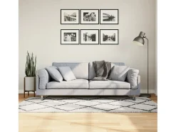 Vito Alfombra de pelo largo moderna PAMPLONA crema y negro 100x200cm