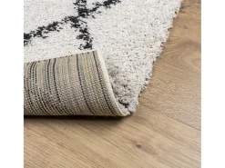 Vito Alfombra de pelo largo moderna PAMPLONA crema y negro 100x200cm