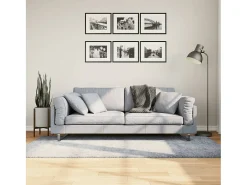 Vito Alfombra peluda de pelo largo moderna PAMPLONA azul 100x200 cm