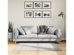 Vito Alfombra peluda de pelo largo moderna PAMPLONA azul 120x120 cm