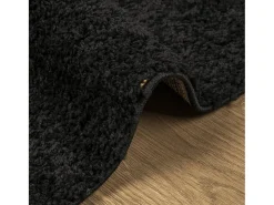 Vito Alfombra peluda de pelo largo moderna PAMPLONA negra 140x200 cm