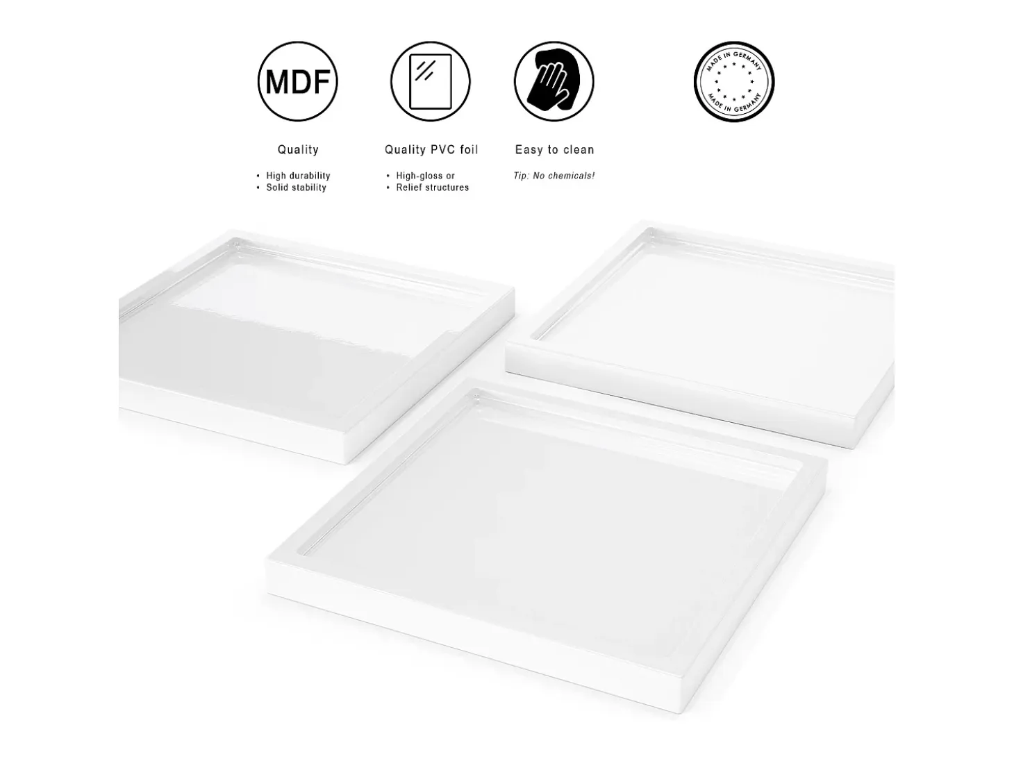 Vladon Cuenco decorativo Maya, moderno Plato decorativo cuadrado, Crema de alto brillo, Juego de 3 (20 x 1,8 x 20 cm)