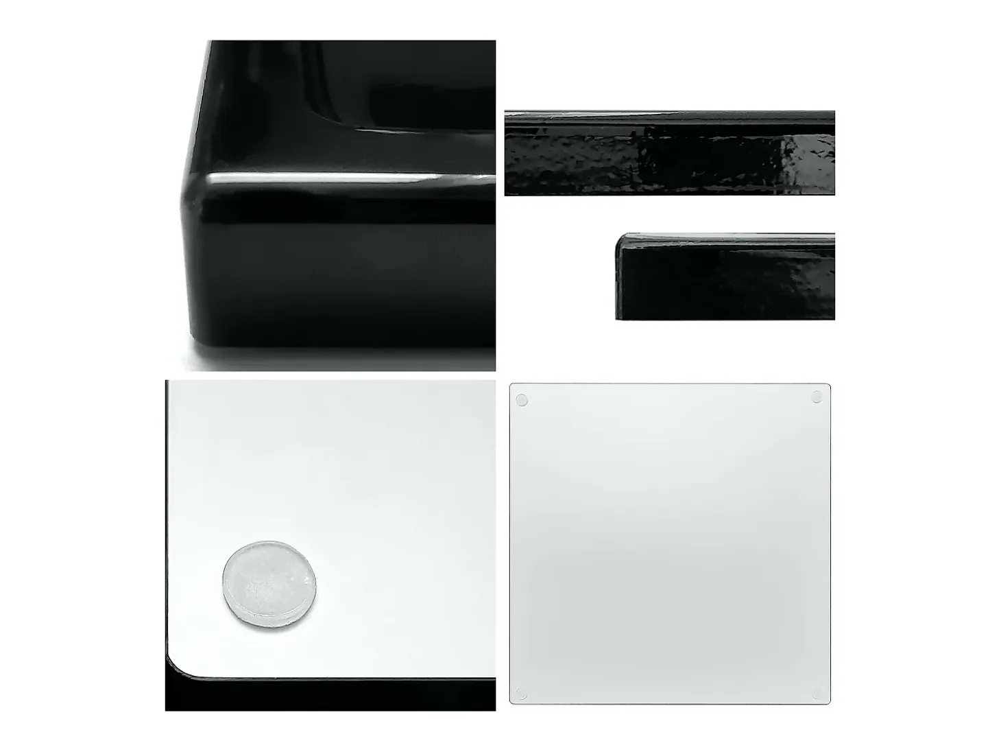 Vladon Cuenco decorativo Maya, moderno Plato decorativo cuadrado, Crema de alto brillo, Juego de 3 (20 x 1,8 x 20 cm)