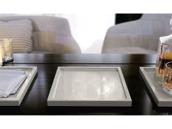 Vladon Cuenco decorativo Maya, moderno Plato decorativo cuadrado, Gris arena de alto brillo (20 x 1,8 x 20 cm)