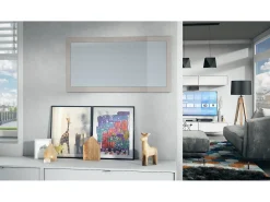 Vladon Espejo Lima, Espejo de pared con Marco moderno, Blanco de alto brillo (110 x 52 cm)