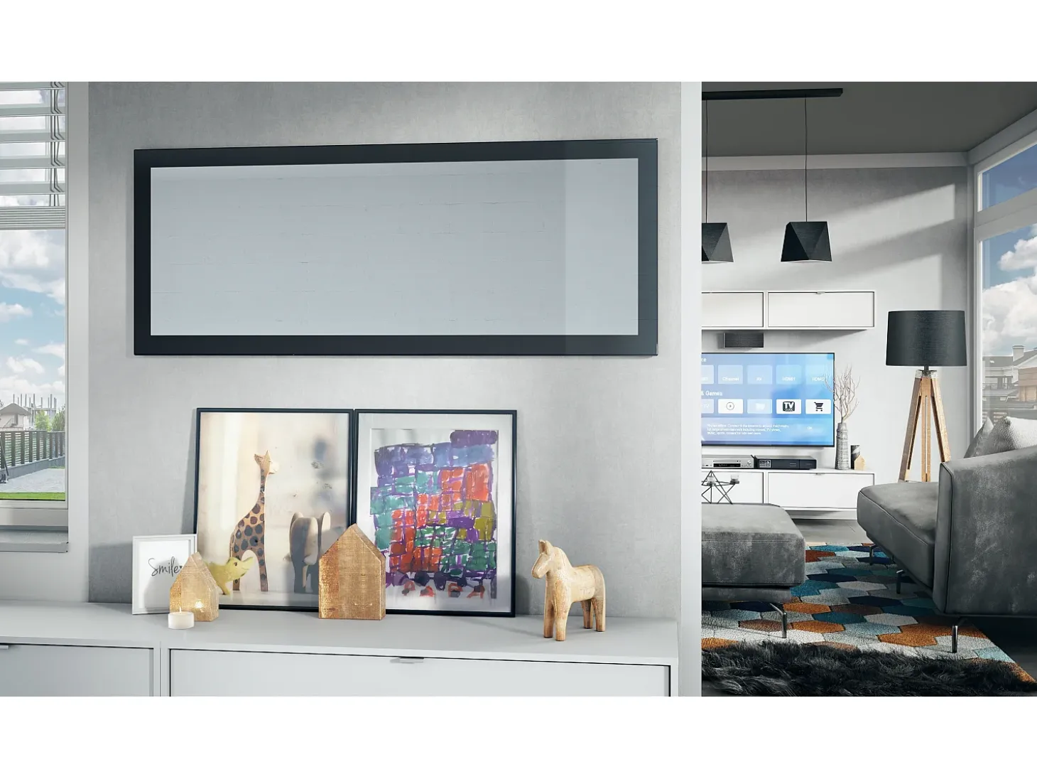 Vladon Espejo Lima, Espejo de pared con Marco moderno, Blanco de alto brillo (139 x 55 cm)