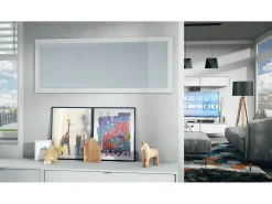 Vladon Espejo Lima, Espejo de pared con Marco moderno, Blanco de alto brillo (139 x 55 cm)