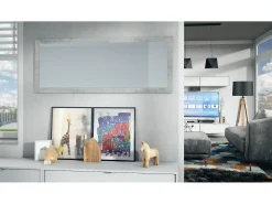 Vladon Espejo Lima, Espejo de pared con Marco moderno, Blanco de alto brillo (139 x 55 cm)