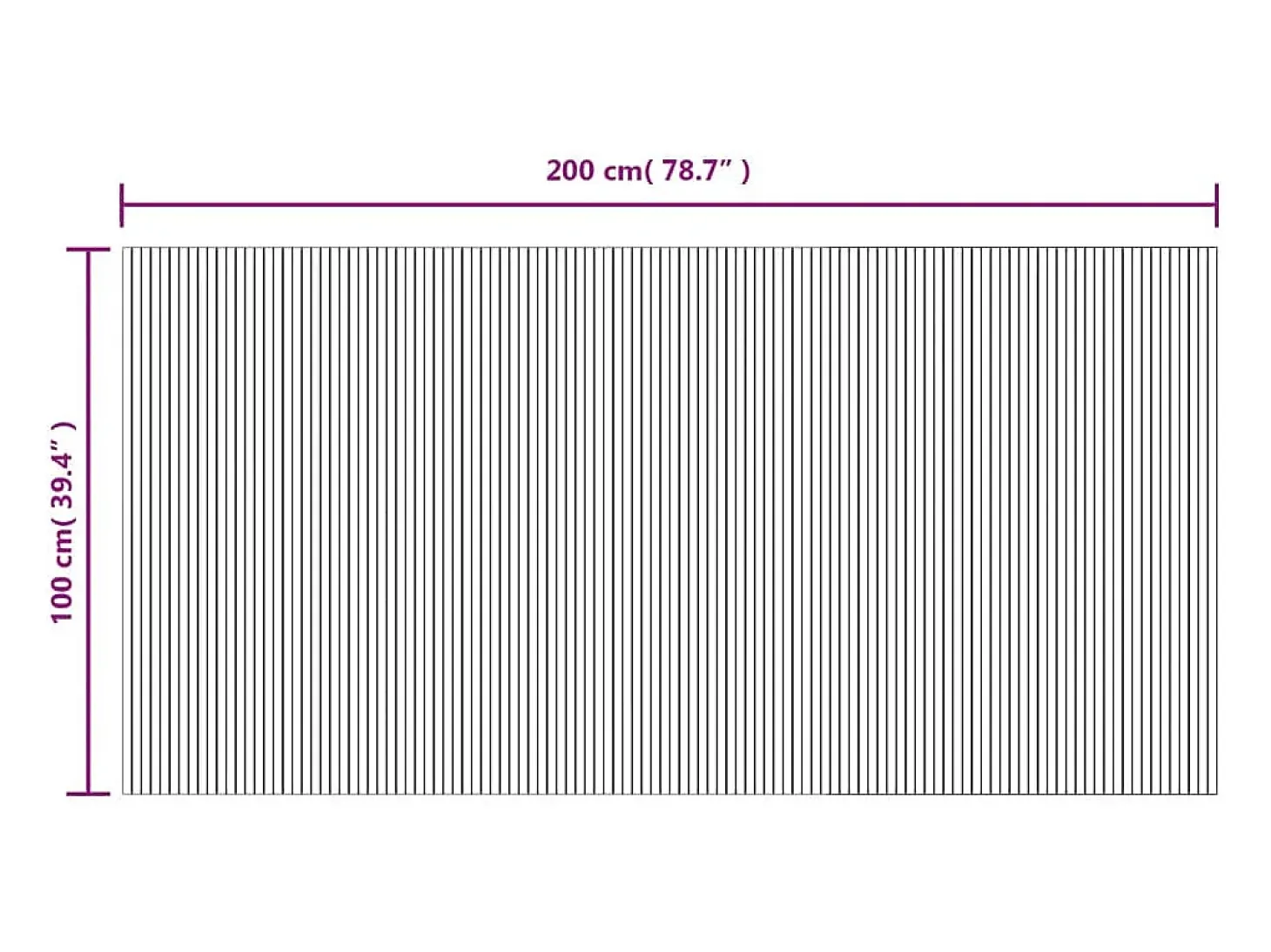 Wakil Alfombra rectangular bambú negro 100x200 cm