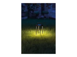 Zafferano - Farol solar para el hogar con 2 LED, 37,3 cm, 2 W, para pared y mesa, con batería y sensor crepuscular, color negro