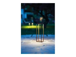 Zafferano - Farol solar para el hogar con 2 LED, 37,3 cm, 2 W, para pared y mesa, con batería y sensor crepuscular, color negro