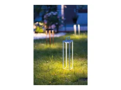 Zafferano - Farol solar para el hogar de 2 LED, 37,3 cm, lámpara de pared y mesa de 2 W con batería y sensor crepuscular, color blanco
