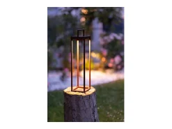 Zafferano - Farol solar para el hogar de 2 LED, 37,3 cm, lámpara de pared y mesa de 2 W con batería y sensor crepuscular, color blanco