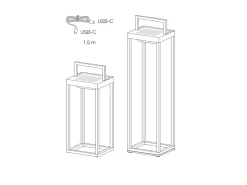 Zafferano - Farol solar para el hogar de 2 LED, 37,3 cm, lámpara de pared y mesa de 2 W con batería y sensor crepuscular - Corten