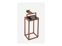 Zafferano - Farol solar para el hogar de 2 LED, 37,3 cm, lámpara de pared y mesa de 2 W con batería y sensor crepuscular - Corten