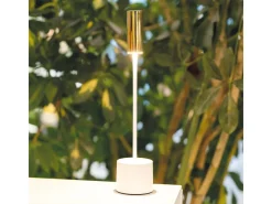 Zafferano - Lámpara de mesa LED recargable y táctil Carolina - Negro brillante y latón cepillado