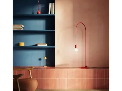 Zafferano - Lámpara de mesa Filo con bombilla E27 máx. 60 W incluida, orientable 200°, H 113 cm, IP20 metal pintado - Rojo