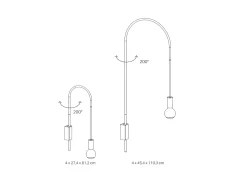 Zafferano - Lámpara de pared Filo, giratoria 200°, metal pintado, bombilla E27 máx. 60 W incluida, altura 110 cm - blanco
