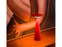 Zafferano Damina - Lámpara de mesa LED recargable, regulador táctil, 8 h de duración de la batería, IP65 - Inalámbrica, acabado en aluminio rojo