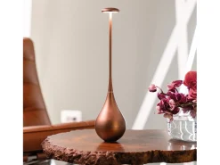 Zafferano Dondolina - Lámpara de mesa LED recargable IP65, inalámbrica, con regulador táctil - Diseño italiano, color bronce