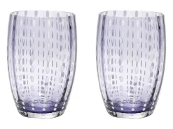 Zafferano Perle Glass colores mezclados 2 - Vidrio coloreado soplado, 32 cl, hecho a mano - Juego de 6 vasos artesanales para agua o cócteles