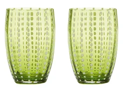 Zafferano Perle Glass colores mezclados 2 - Vidrio coloreado soplado, 32 cl, hecho a mano - Juego de 6 vasos artesanales para agua o cócteles