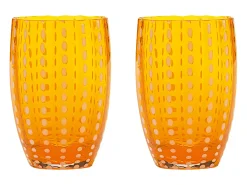 Zafferano Perle Glass mix colours 1 - Vidrio coloreado soplado, 32 cl, hecho a mano - Juego de 6 vasos artesanales para agua o cócteles
