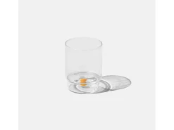 Zafferano Teca Frutta - Juego de 6 Vasos de Vidrio Borosilicato con Pera - Vaso de 35 cl con Doble Fondo Decorado a Mano, Fácilmente Lavable