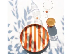 Zafferano Teca Frutta - Juego de 6 Vasos de Vidrio Borosilicato con Naranja - Vaso de 35 cl Doble Fondo Decorado a Mano, Fácilmente Lavable