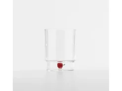 Zafferano Teca Frutta - Juego de 6 Vasos de Vidrio Borosilicato con Manzana - Vaso de 35 cl Doble Fondo Decorado a Mano, Fácilmente Lavable