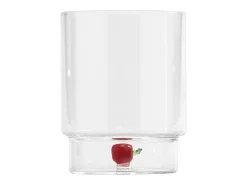 Zafferano Teca Frutta Mix - Juego de 6 Vasos de Vidrio Borosilicato con Fruta - Vaso de 35 cl con Doble Fondo Decorado a Mano, Fácilmente Lavable