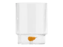 Zafferano Teca Frutta Mix - Juego de 6 Vasos de Vidrio Borosilicato con Fruta - Vaso de 35 cl con Doble Fondo Decorado a Mano, Fácilmente Lavable