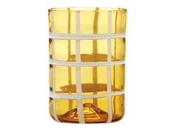 Zafferano Twiddle - Juego de 6 vasos de vidrio soplado de colores, 35 cl - Vasos artesanales con decoración blanca, aptos para lavavajillas